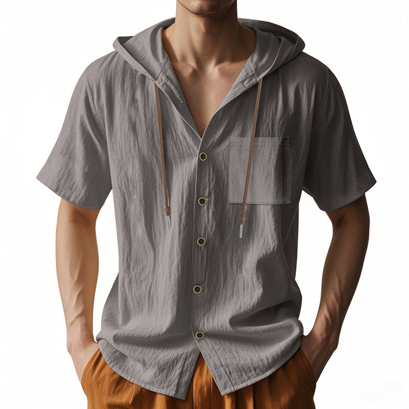 Heren Korte Mouwen Hoodie Overhemd Casual 3