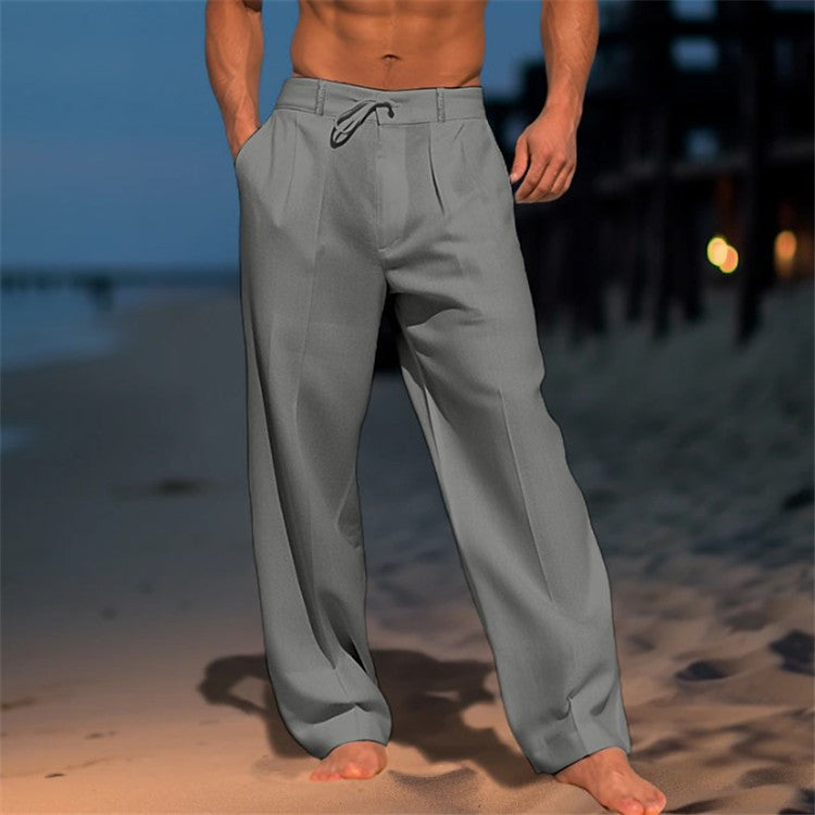 Heren Linnen Broek Relaxed Fit Met Touwtjesluiting 1