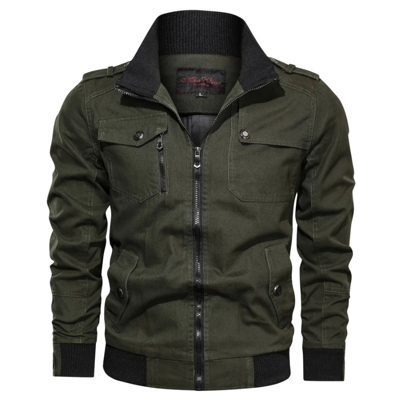 Heren Oversized Jas met Staande Kraag en Ritszakken 1