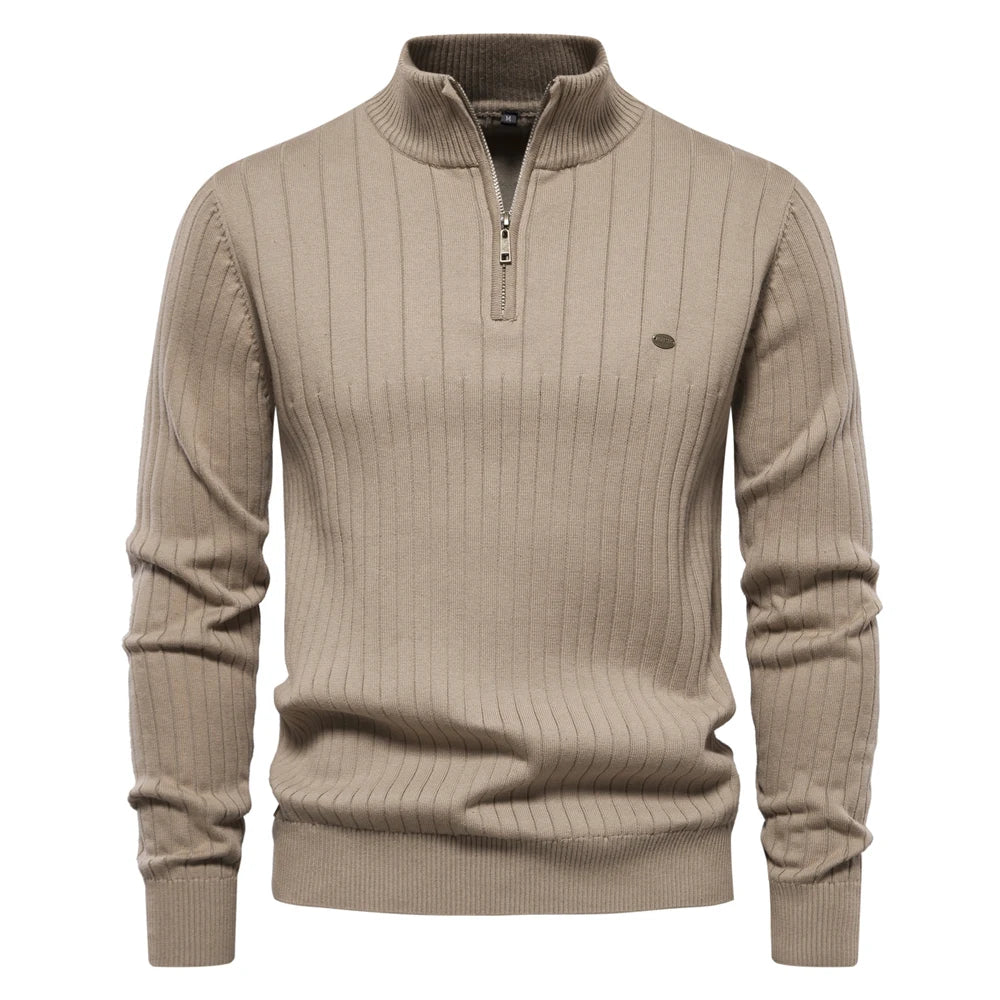 Heren Pullover Sweater Met Rits Katoen Casual Herfst 7