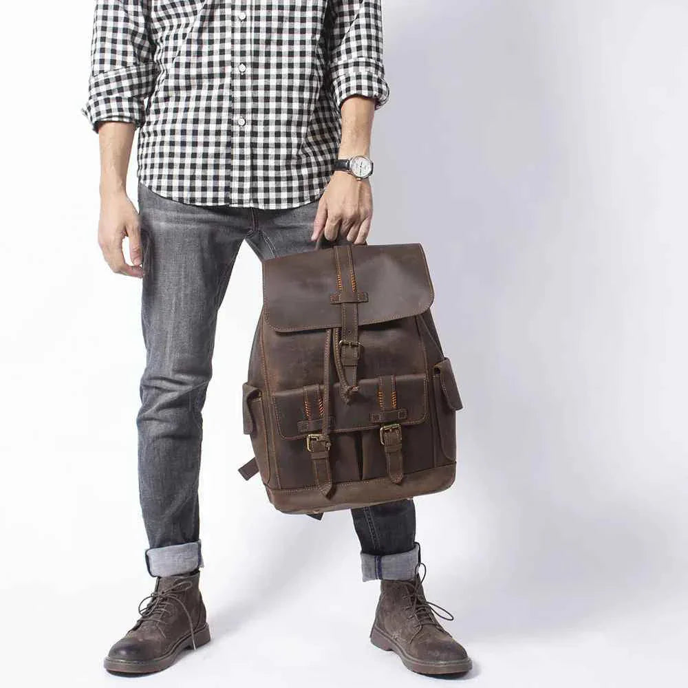 Heren Rugzak Vintage Stijl met Gespriem 3