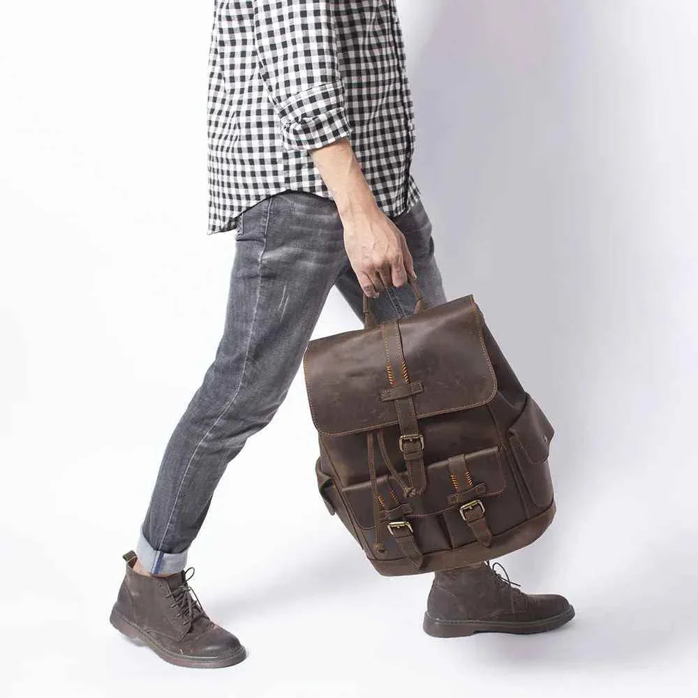 Heren Rugzak Vintage Stijl met Gespriem 4