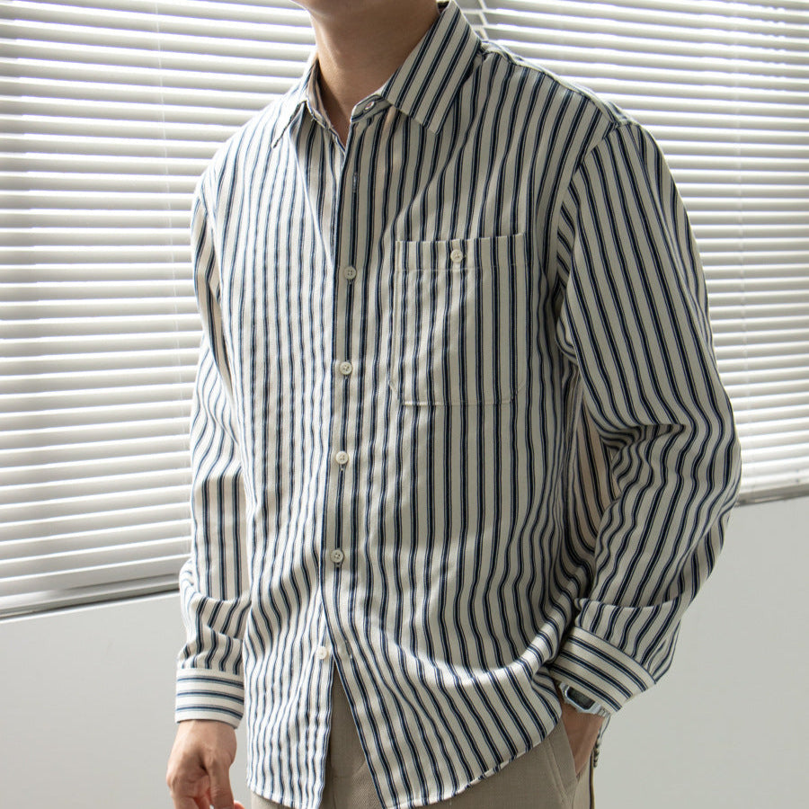 Heren Shirt met Lange Mouwen Gestreept Casual 1