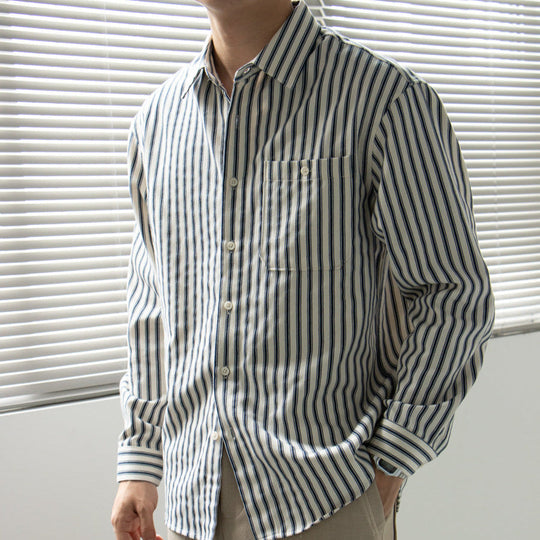 Heren Shirt met Lange Mouwen Gestreept Casual 1
