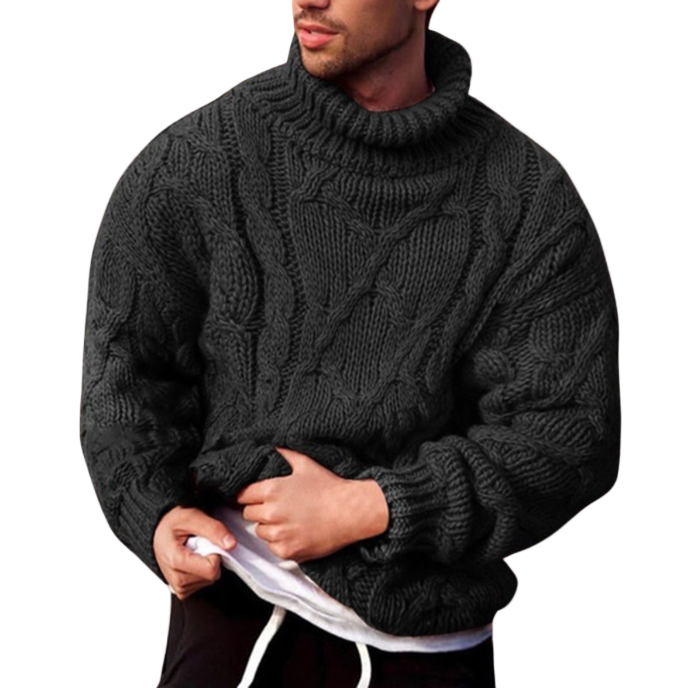 Heren Sweater met Rullekragen en Kabelstrik voor Casual en Formele Stijl 0