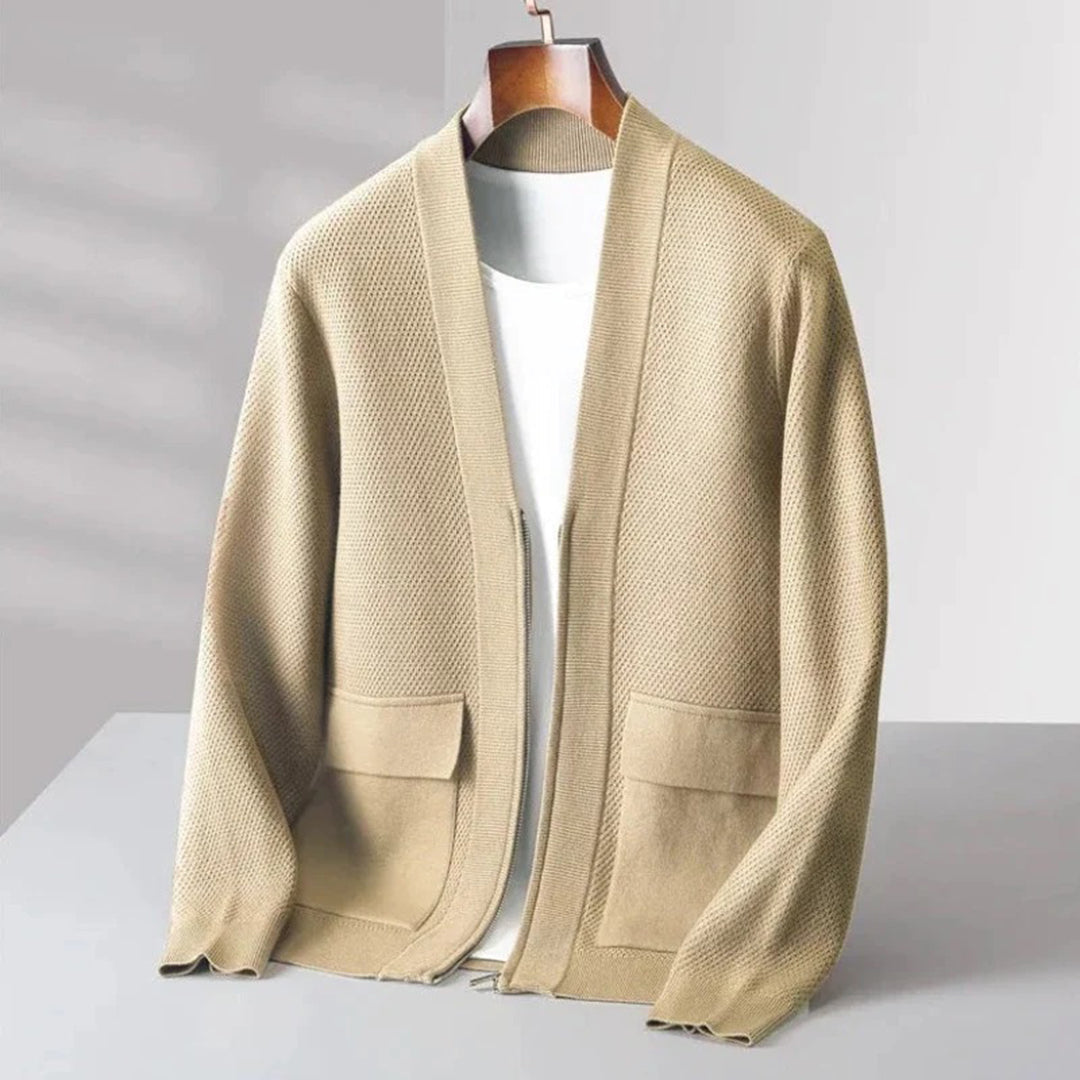 Heren Vest Gebreid Casual Stijl Met V-Hals en Voorzakken 1