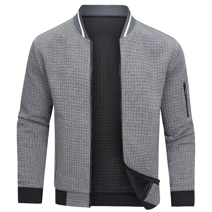 Heren Winterjack Minimalistisch Met Monochroom Rasterpatroon 0