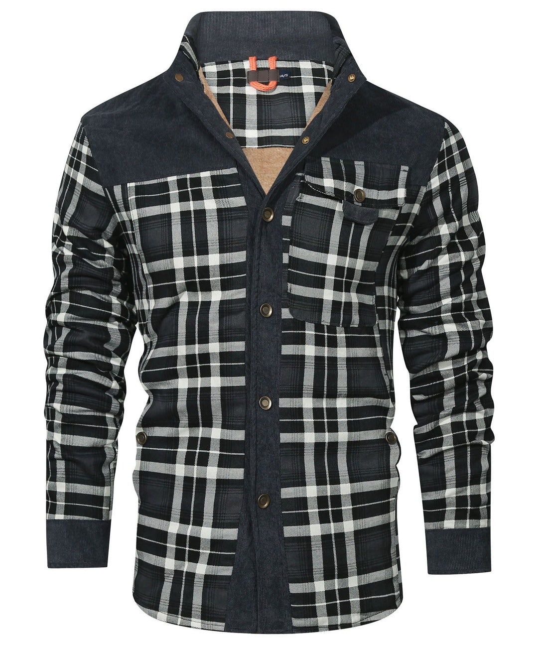 Heren Winterjas Plaid Ontwerp Met Fleece Voering 8