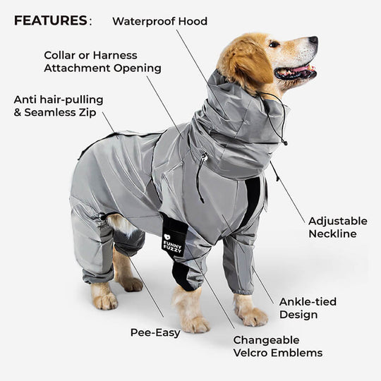 Honden Regenjas Reflecterend Waterdicht met Harnasopening 3