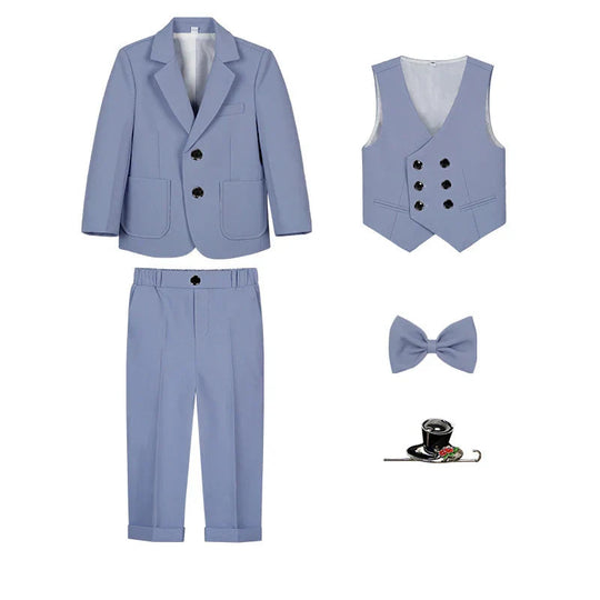 Jongens 4-delige Smoking Set Stijlvol Met Blazer, Broek En Vlinderdas 6