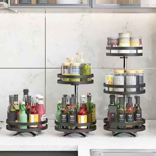 Keuken Kast Organizer 360° Roterend Ruimtebesparend met Hoogte-Verstelbaar Schap 3