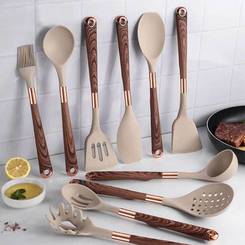 Keukenaccessoires Set van 10 Stukken met Houten Handgrepen 0