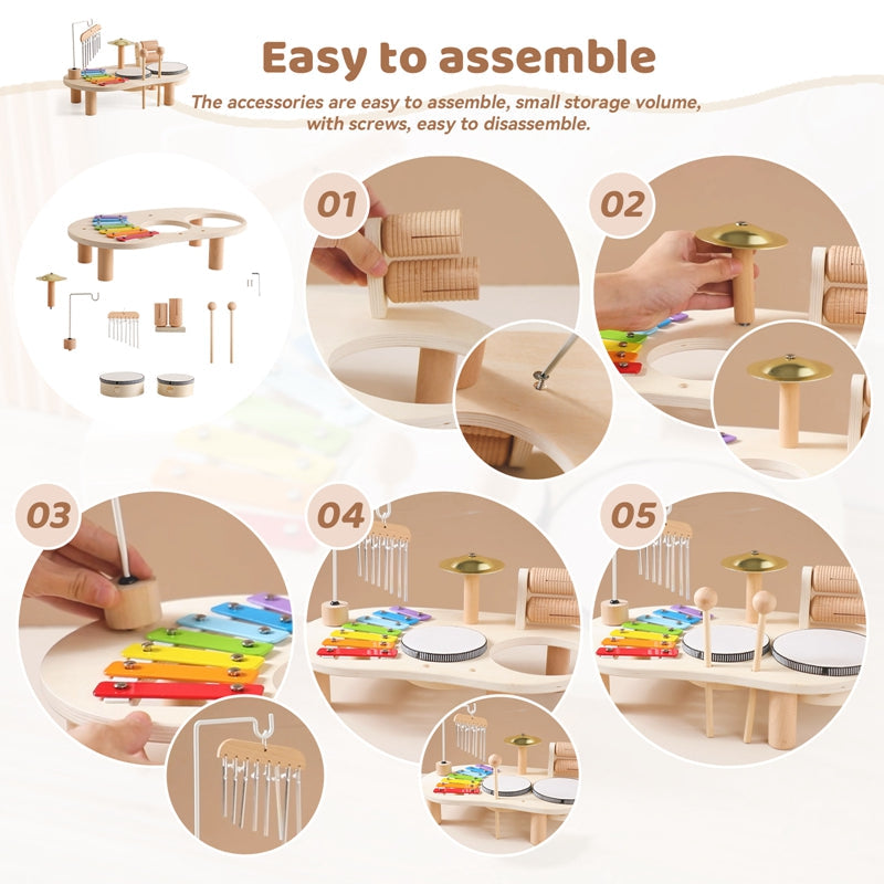 Kinderen Muziektafel Educatief Instrument met Drums en Xylofoon 2