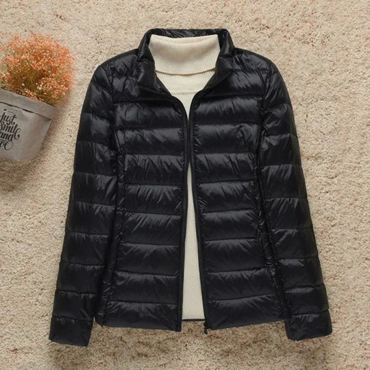 Lange Dames Jas Gewatteerd Met Regular Fit voor Lente en Herfst 2