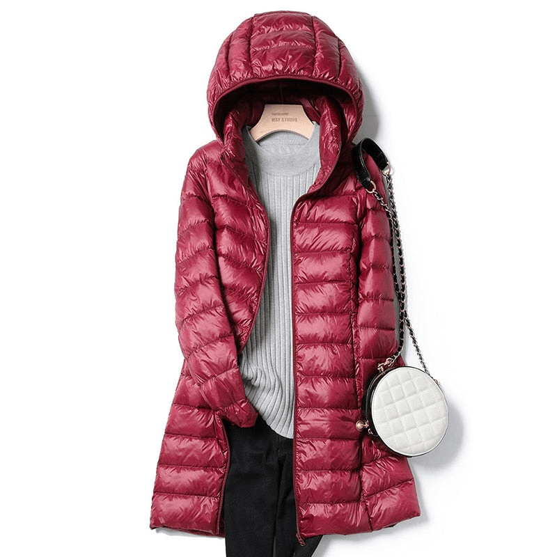 Lange Winterjas Dames Ultralicht Casual Met Lange Mouwen 5