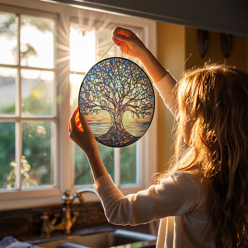 Levensboom Zonnevanger Handgemaakt Glas-in-Lood 7