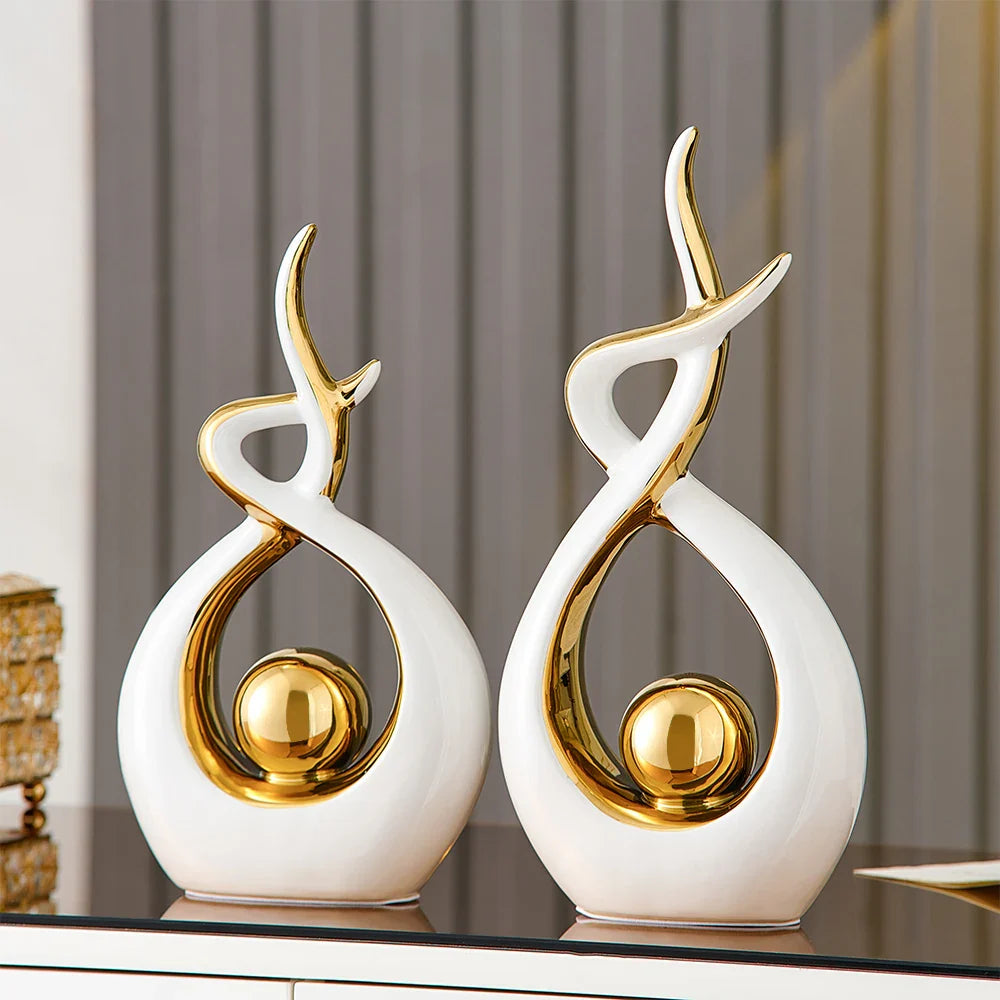 Moderne Abstracte Sculptuur Met Gouden Accenten Voor Interieurdecoratie 5