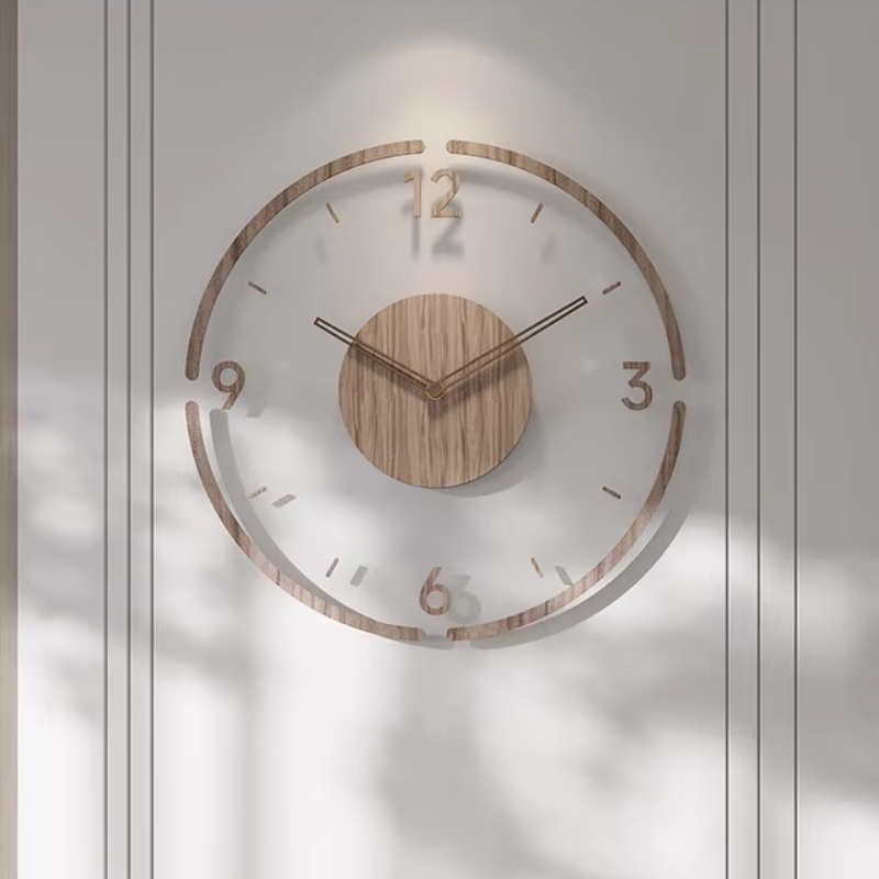 Moderne Wandklok Hout Minimalistisch Design 2