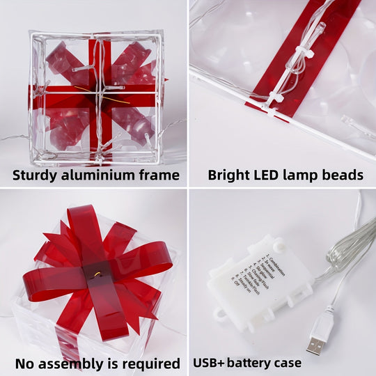 Set van 3 Verlichte Cadeau Dozen voor Kerstdecoratie 3