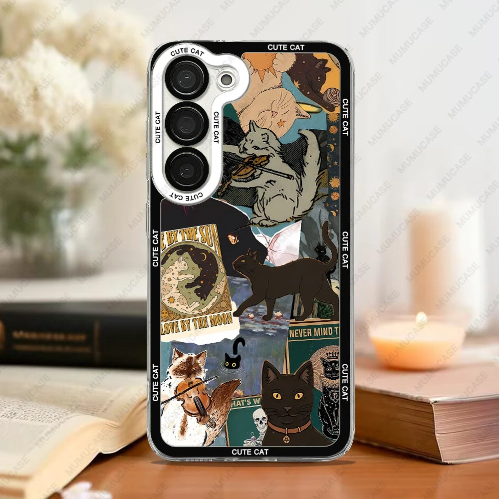 Telefoon Case voor Samsung Galaxy met Kat Collage 1