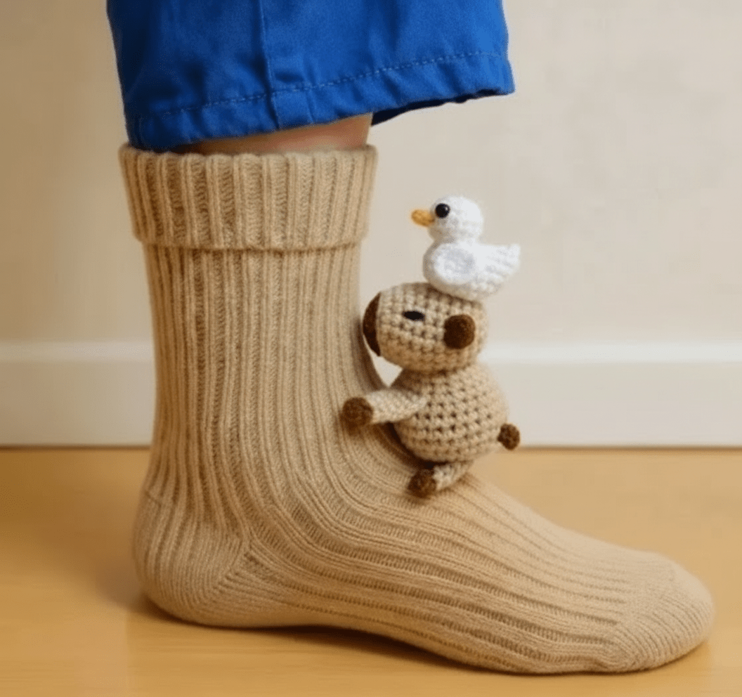 Unisex Huissokken met 3D Dierenaccent en Antislipzool 17