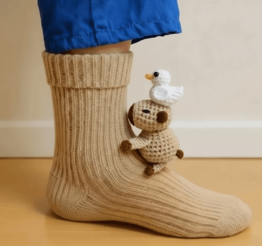 Unisex Huissokken met 3D Dierenaccent en Antislipzool 17