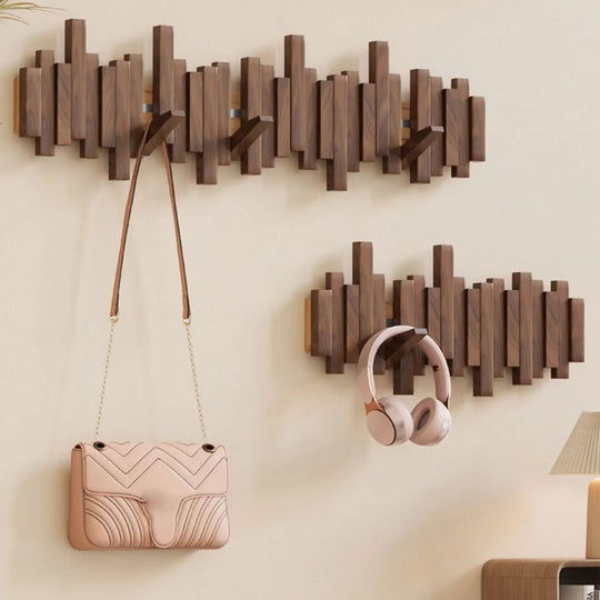 Wandkapstok van Massief Hout met Magnetische Haken 1