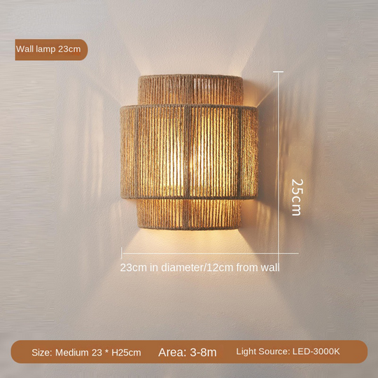Wandlamp Boheemse Vintage Rotan 4