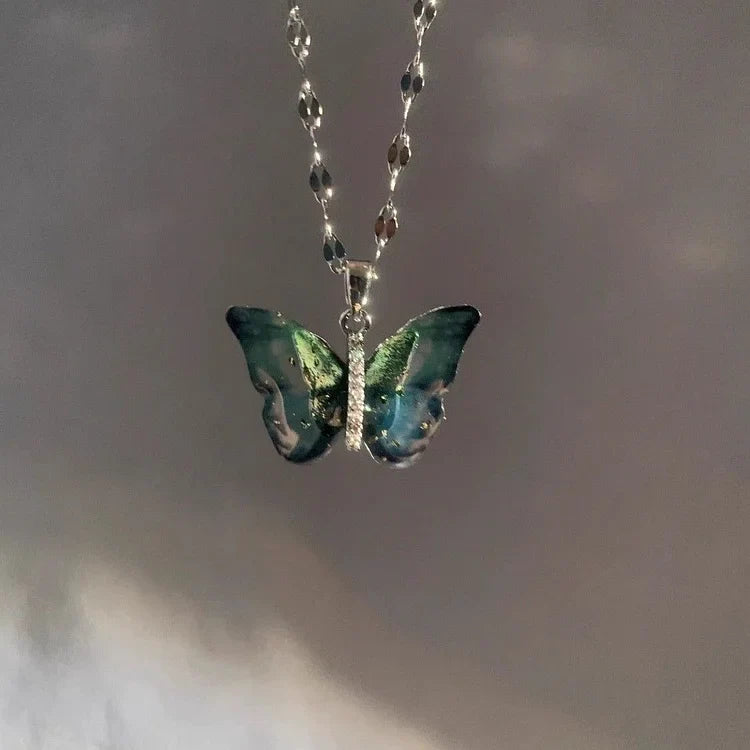 Zilveren Ketting Dames Vlinder Design Modern Accessoire 1