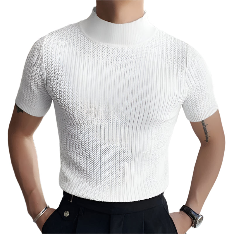Heren T-shirt met hoge hals en slanke pasvorm