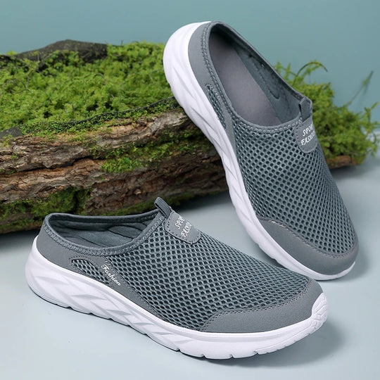 Ademende mesh halve slippers voor heren