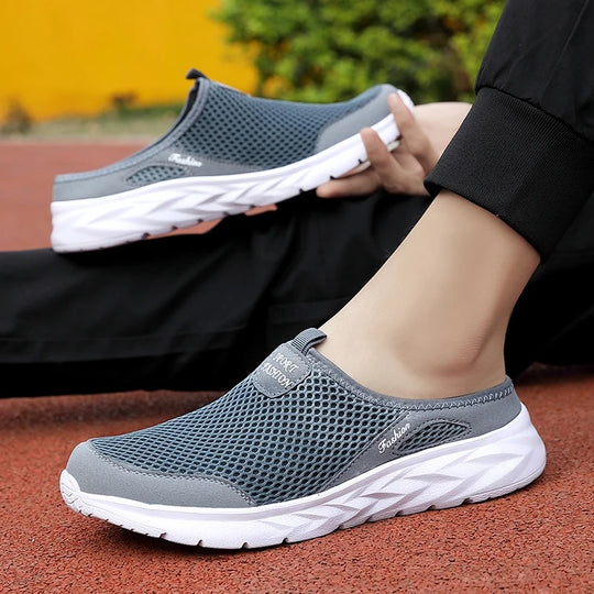 Ademende mesh halve slippers voor heren