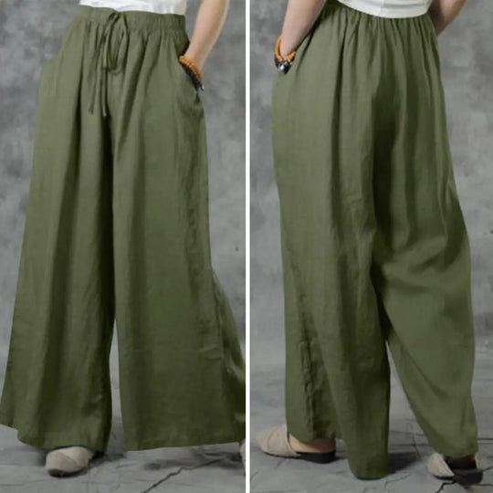 Casual Rechte Broek Met Wijde Pijpen Dames