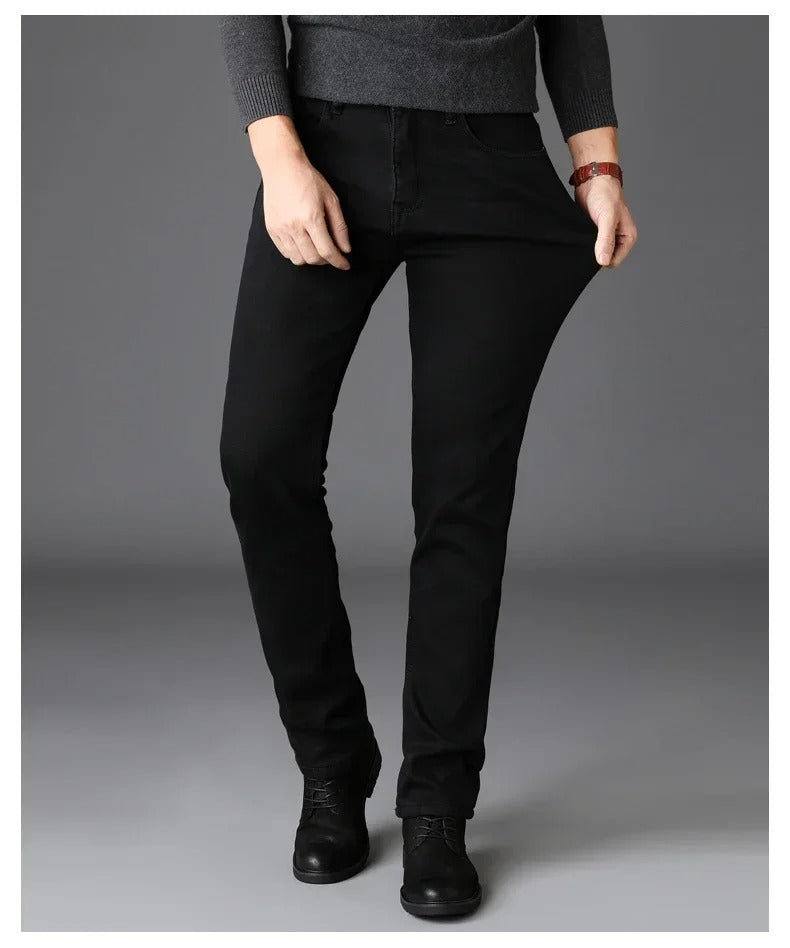 Zwarte stretch-bikerjeans voor heren