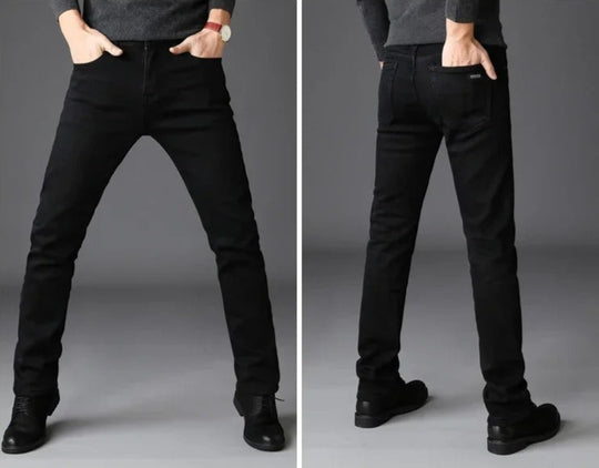 Zwarte stretch-bikerjeans voor heren