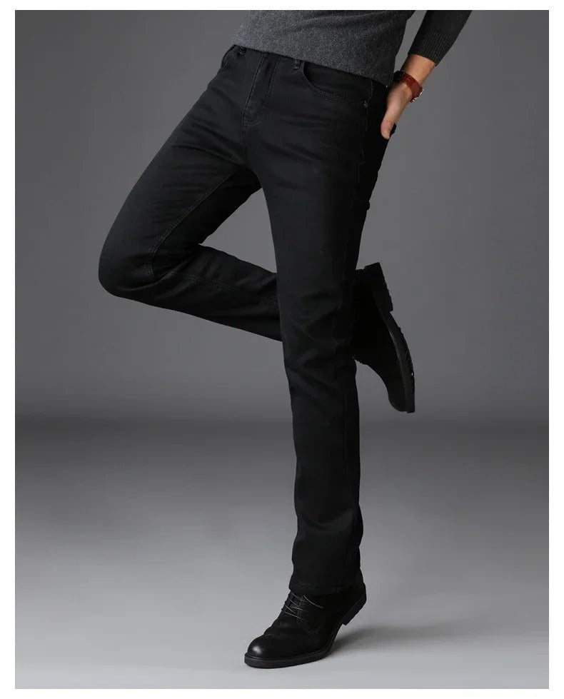Zwarte stretch-bikerjeans voor heren