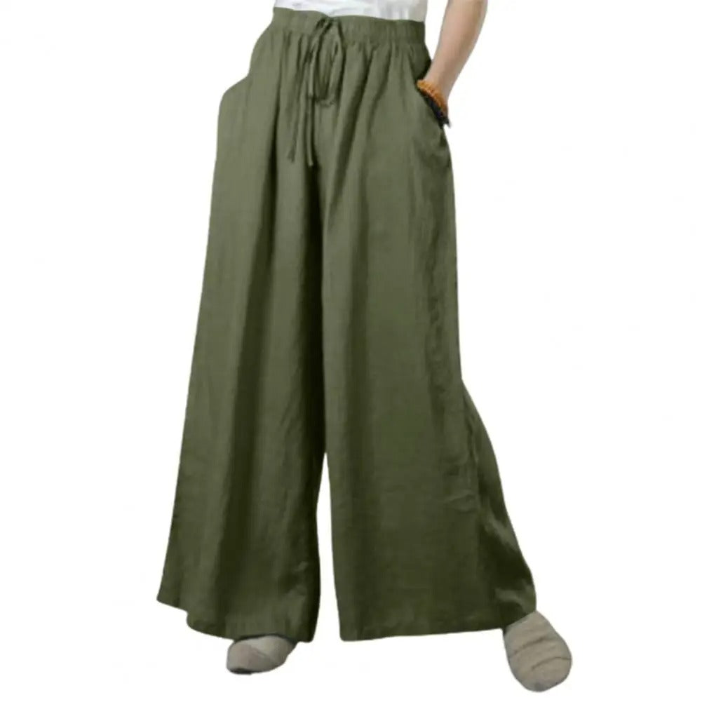 Casual Rechte Broek Met Wijde Pijpen Dames