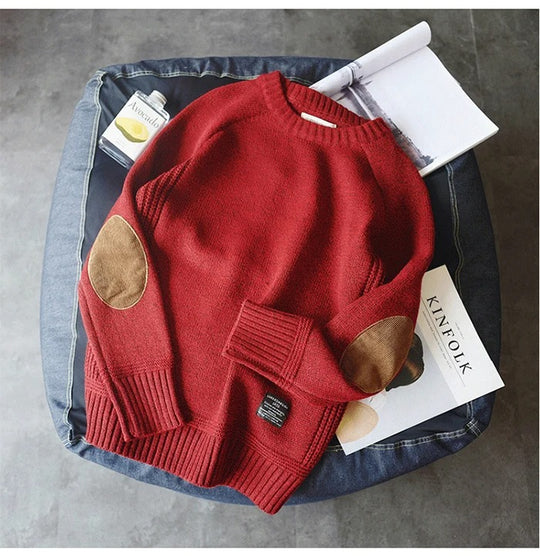 Oversized patchgebreide herensweater