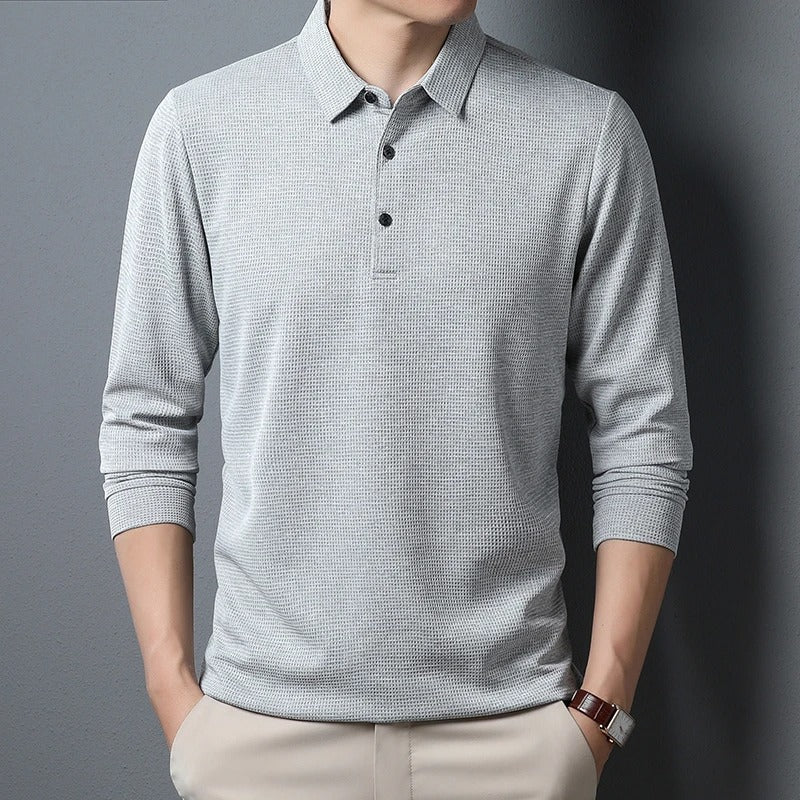 Heren Business Casual Poloshirt met Lange Mouwen