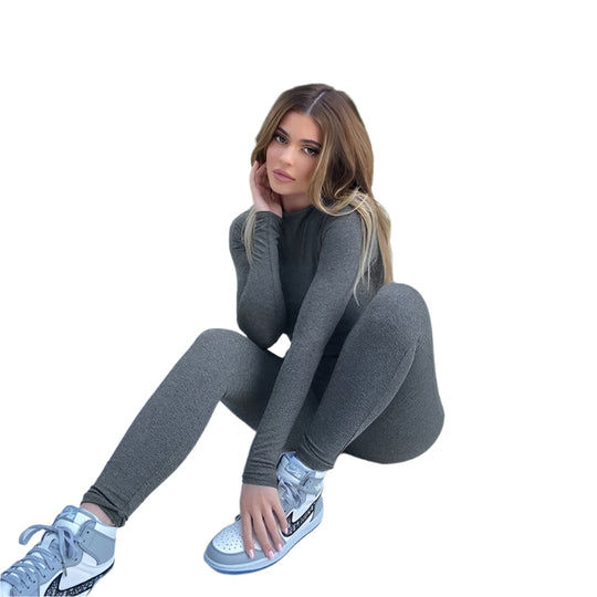 Dames elastische jumpsuit met lange mouwen
