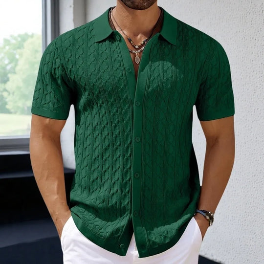Heren Retro Jacquard Gebreide Polo