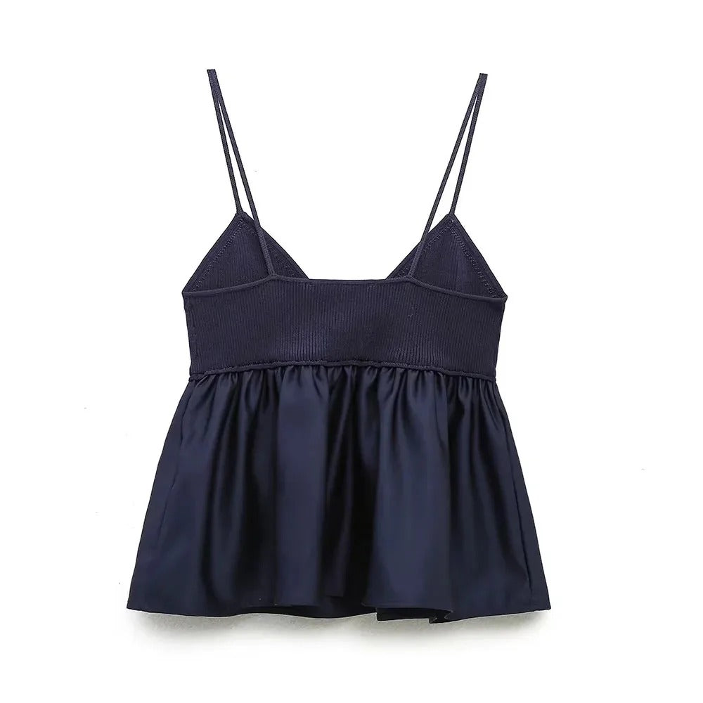 Geplooide kielblouse voor dames met V-hals