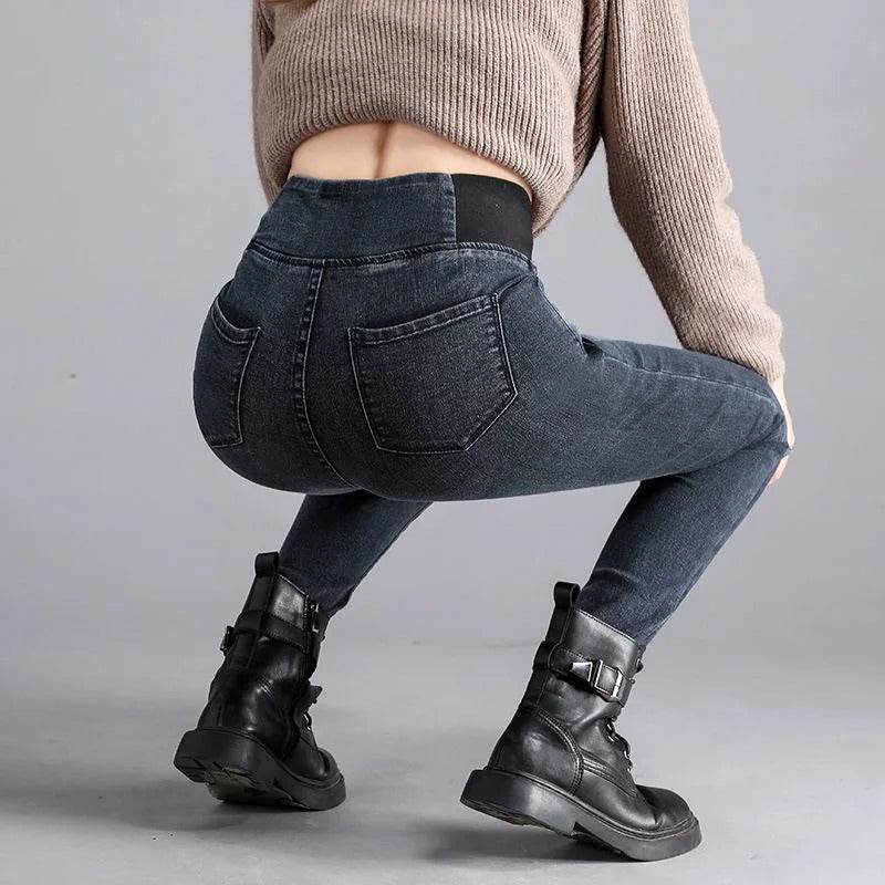 Denim broek met hoge taille voor dames