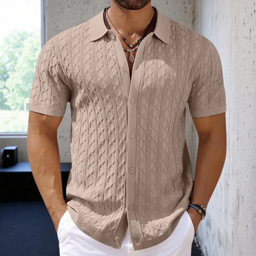 Heren Retro Jacquard Gebreide Polo