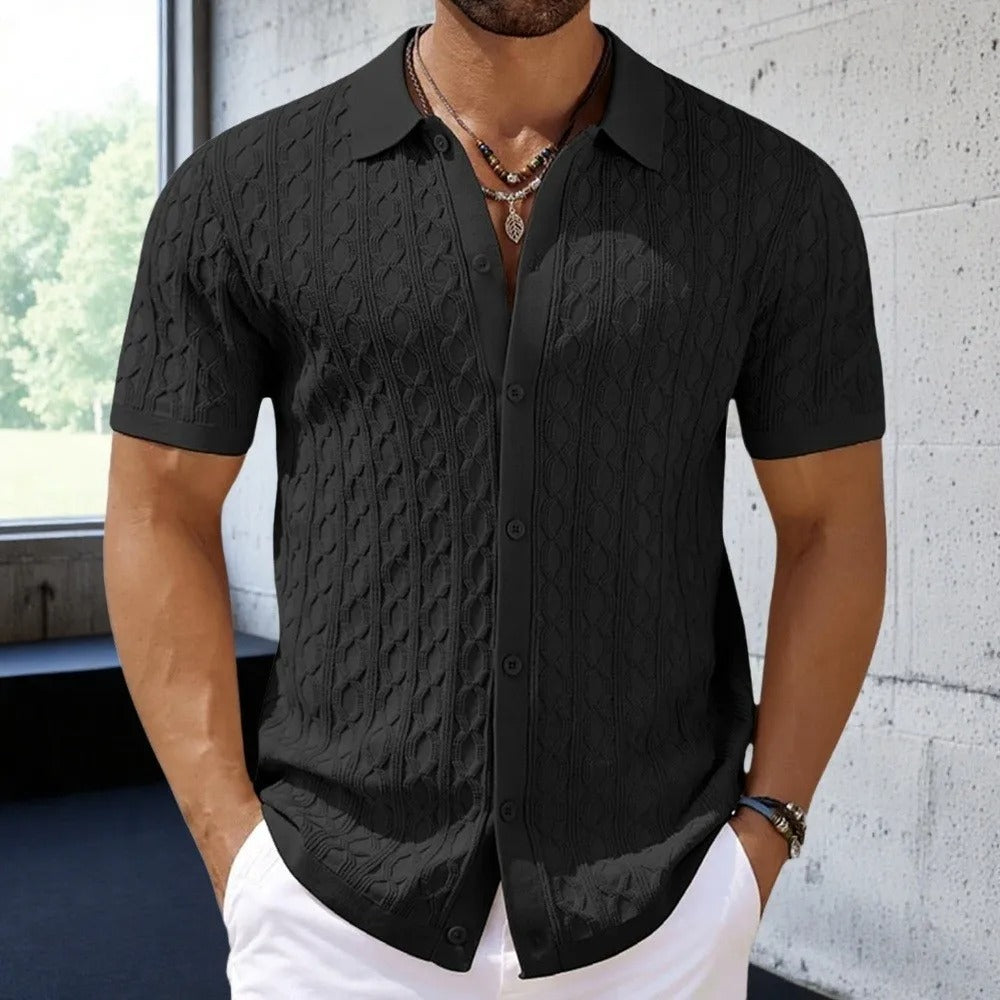 Heren Retro Jacquard Gebreide Polo