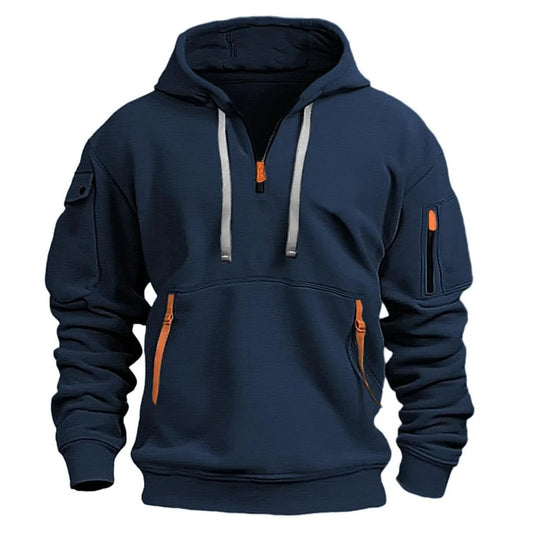 Herensweater met capuchon en meerdere zakken