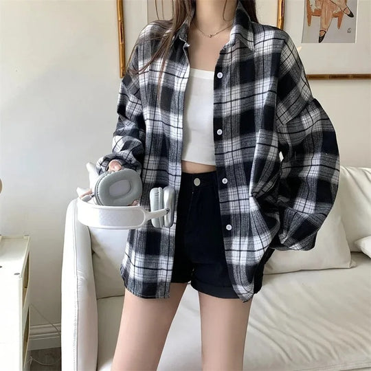Oversized geruit overhemd voor dames