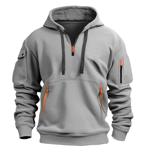 Herensweater met capuchon en meerdere zakken
