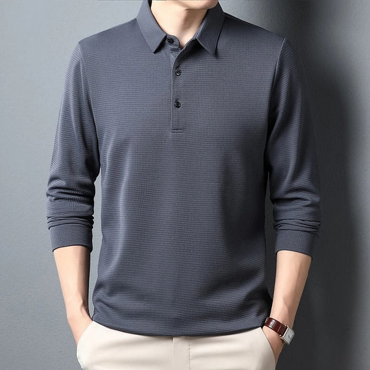 Heren Business Casual Poloshirt met Lange Mouwen