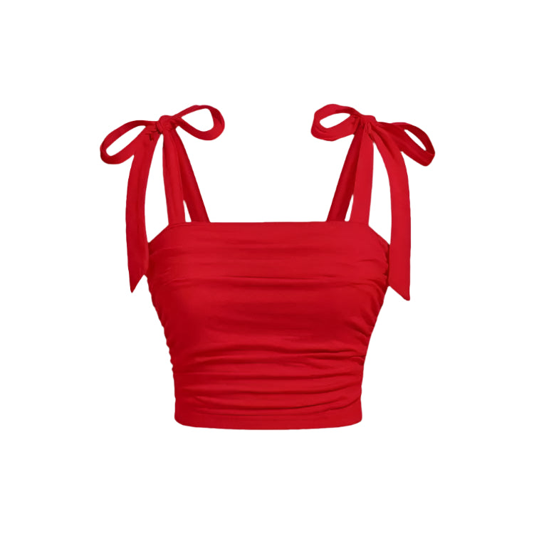 Dames-top met ruches en schouderbandjes